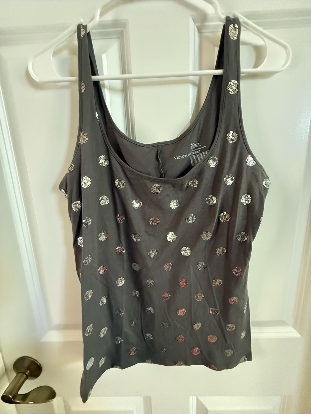 Victoria's Secret Charcoal Gray Sequin Polka Dot Tank